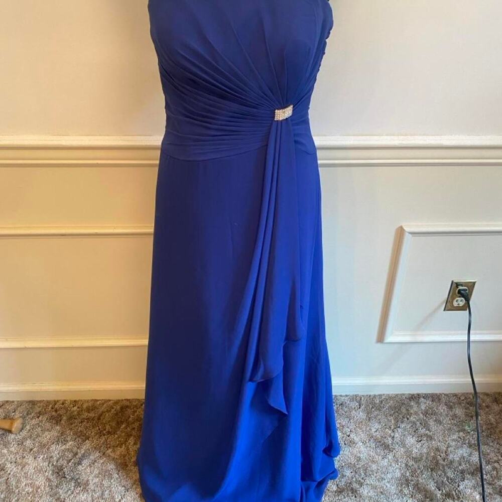 Symphony of Venus Strapless Cobalt Royal Blue Maxi Evening Gown Formal Prom